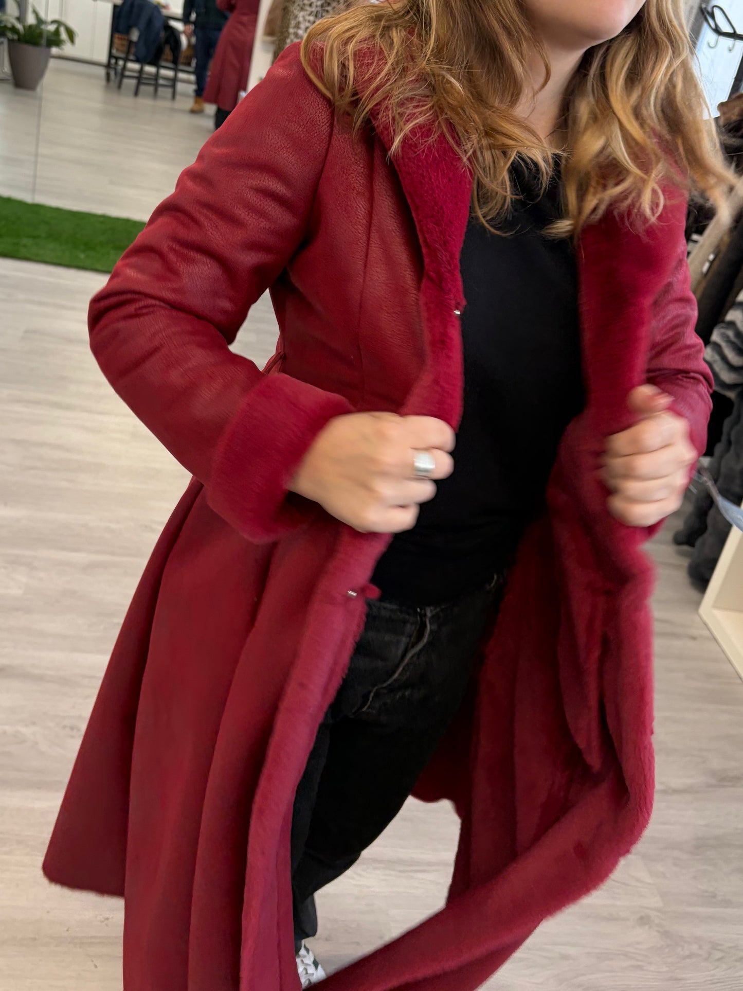 Cappotto lungo in Eco Montone